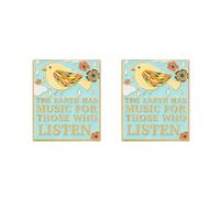 2-Pack Whimsical Bird Enamel Pins - "The Earth Has Music for Those Who Listen" Quote - Nature-Inspired Floral Lapel Pins - Inspirational Gifts for Nature Lovers
