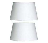 2 Pack - White 14" Cotton Drum Vintage Tapered Fabric Lampshade with Reversible Gimble & Shade Reducing Ring to Fit All Types of Lampholders - Sold in Pairs