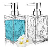 2 Pack White Clear Liquid Soap Dispenser Bathroom, Acrylic Plastic Hand Soap Lotion Dispenser Set for Bathroom&Kitchen