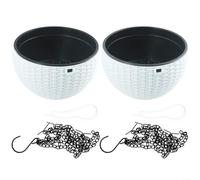 2-Pack White Hanging Planters, 16Cm PP Resin Flower Pots With Drainage Holes & Metal Chains, Indoor/Outdoor Decorative Plant Pots For Home/Office/Mall, (11cm Height, Plants Not Included)