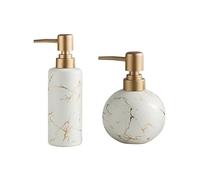 2 Pack White Marble Soap Dispenser, Ceramic Lotion Pump Bottle, Modern Home Decor
