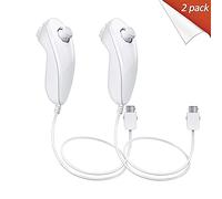 2 Pack White Nunchuck Controller for Nintendo Wii Video Game,Replacement Nunchuck Remote, Gamepad Controller