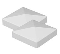 (2 Pack) White PVC Vinyl 5 inch x 5 inch External Pyramid Post Cap - White - 5"x5"