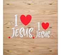 2 Pack White+Red, 10.2cm, 15.2cm - I Love Jesus Heart God Christ Sticker Decal Vinyl - No Background Die Cut for Car Boat Laptop Cup