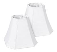 2-Pack White Square Cut Corner Lamp Shades, 6.5" Top × 13" Bottom × 10.6" Height, Spider Fitter - Medium Shade for Table Lamps, Foldable Bell Fabric Lampshade, Modern & Minimalist Home Decor.