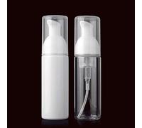 2 Pack, White,Transparent，50 ml Foaming Plastic Pump Bottle Soap Foam Dispenser - Refillable Portable Empty Foaming Hand Soap Suds Dispenser Bottle Mini Size Pressing Foam Type Travel Dispensers