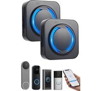 2-Pack Wi-Fi Wireless Doorbell Chime Extender for Ring, Blink, Google Nest Video Doorbells, Compatible with Alexa, No Wiring Required, Easy App Setup, Adjustable Volume & LED Light