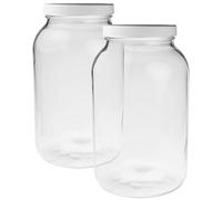 2 Pack ~ Wide Mouth 1 Gallon Clear Glass Jar - White Lid with Liner Seal for Fermenting Kombucha/Kefir, and Storing Food - USDA Approved, Dishwasher Safe