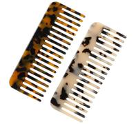 2 Pack Wide Tooth Comb For Women - Large Detangling For Curly Wavy Hair - Cellulose Acetate Comb For Wet And Dry Hair (Tortoise Shell Ivory)