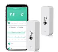 2 Pack WiFi Temperature Humidity Sensor: Wireless Temperature Humidity Monitor with App Alert, Free Data Storage Export, Smart Indoor Thermometer Hygrometer Compatible with Alexa Google Assistant