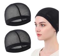 2 Pack Wig Caps for Women, Non-Slip Wig Liner Breathable Nylon Mesh, Skin-Friendly Elastic Edge for Lace Front Wigs, Invisible Under Wigs Cap No Slip (Black)