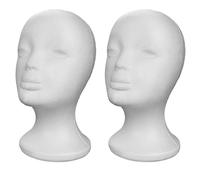 2 Pack Wig Head, 27cm Female Foam Mannequin Head, Female Mannequin Wig Holder Stand Model Display Wig, Mannequin Head For Wigs, Dumm-y Mannequin Head For Hats Wigs Sunglasses Displays, White