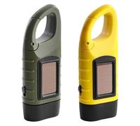 2 Pack Wind Up Torch, Solar Hand Crank Torch, Super Bright LED Rechargeable Emergency Flashlight, Dynamo Camping Torch with Carabiner, Portable Survival Light for Outdoor, Hiking, Power Failure