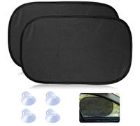 2 Pack Window Shades Car Sun Screens with 4 Suction Cup Covers Rear Side Window Auto Sun Visors Fits Almost Every Car (Black)