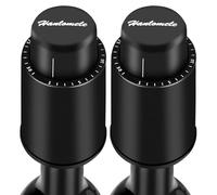 [2 PACK]Wine Bottle Stoppers, Hanlomele Reusable Wine Stopper, Wine Bottle Plug with Silicone, Wine Vacuum Pump Stoppers with Time Scale Record Saver Bottle Preserver Keeps Wine Really Fresh.