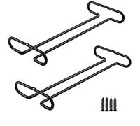 2-Pack Wine Glass Holder - Hanging Wine Glass Rack for Under Shelf, Stainless Steel Wine Glass Holders for 1-4 Glasses, Space Saving Bar Glass Rack for Kitchen Cabinet, Bar Counter, Home Bar Decor