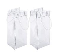 2 Pack Wine Ice Bag Beer Cooler Bag Portable Collapsible Clear PVC White Wine Chiller Ice Bag for Outdoor Party Cold Beverage