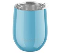2 Pack Wine Tumbler, Reusable Coffe Mug with Lid, Insulated Travel Cup Thermal Mug Wine Glass, Stainless Steel Eco Friendly, Hot and Cold (Light Blue)