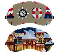 2 Pack Winter House Snowman Sleep Mask, Light Blocking Sleeping Eye Mask for Women Men, Night Blindfold, Breathable Eye Mask Cover