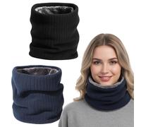 2 Pack Winter Neck Warmer Fleece Infinity Snood Scarf for Mens Women Thermal Knitted Neck Gaiter for Cycling Motorcycle Ski Sports, Neck Warmer for Men, Ski Neck Warmer for Winter Outdoor Sports