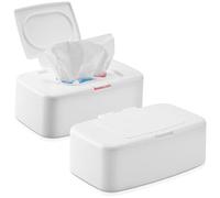2 Pack Wipes Dispenser, Baby Wipes Case with Lid, Wet and Dry Tissue Box, Dustproof Wipe Container with Sealing Design, Keeps Wipes Fresh Wipe Holder