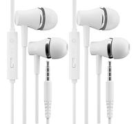 2-Pack Wired In-Ear Headphones with Microphone, Noise Cancelling Earbuds for Running & Gaming, Corded Headset Compatible with iPhone, Samsung, iPad, Huawei, and PC/Computer