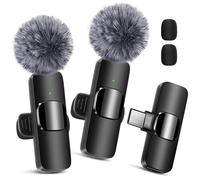 2 Pack Wireless Lavalier Microphone for iPhone 15, USB C Android Phone, Laptop, Tablet, PC, Type-C Mini Lapel Mic with Noise Reduction for Vlog Video Recording Content Creator TikTok Youtube Podcast