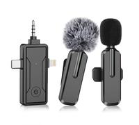 2-Pack Wireless Lavalier Microphone - Professional Clip-on Mic for iPhone Android Cameras - Mini Lapel Mic for Outdoor or Indoor Video Interviews Streaming Recording and Content Creation