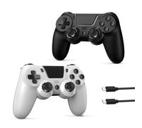2 Pack Wireless PS4 Controller, Wireless Gaming Controller for PS4/Pro/Slim/PC with Dual Vibration//6-Axis Sensor/Motion Control/Touch Pad/3.5mm Audio Jack (Black & White)