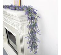 2 Pack Wisteria Lavender Garland,6Ft Purple Lavender Artificial Garland,Spring Summer All Year Lavender Wreath For Farmhouse Wedding Mantle Arch Porch Stair Table Home Decor