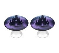 2 Pack Witch Castle Cabinet Knobs Round 1.1" Stainless Steel Dresser Knobs Single Hole Knob with Screws Door Pulls Handles Kitchen Hardware for Bathroom Cupboard Closet Door Wardrobe
