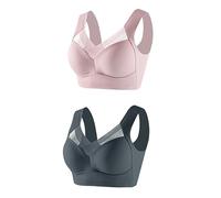 2 Pack Wmbra Bra, Comfort Bras for Women Wmbra Posture Correcting Bra Wmbra Posture Bra No Wired Full Coverage Bras Wide Straps Seamless Soft Cup Bra Ladies Comfort Sleep Everyday Bras Grey