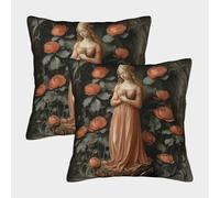 2 Pack Woman with Petals Pillowcase 50x50cm,Renaissance Painting Cushion Cover,3D Digital Printing Bed Sofa Decorative