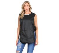 2-Pack Women’s Tabard Aprons with Matching Piping & Pockets - Poly Cotton Workwear for Cleaning, Catering, Kitchen & Bar - Unisex Adjustable Work Tabards with Side Button Fastening - (Black XOS)