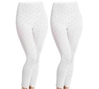 2 Pack Women’s Thermal Bottoms Soft Cotton Blend Long Johns Leggings, Warm Winter Base Layer Trousers for Cold Weather, Skiing & Everyday Underwear (UK, Numeric, 8, 10, Regular, Regular, White)