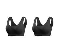 2 Pack Women's Buttery Soft Silk Vest Bras Wireless Seamless T-shirt Bra Full Coverage Smooth Silky Bralette Tops(Black+black,L)