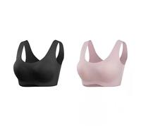 2 Pack Women's Buttery Soft Silk Vest Bras Wireless Seamless T-shirt Bra Full Coverage Smooth Silky Bralette Tops(Black+Bean paste,XL)