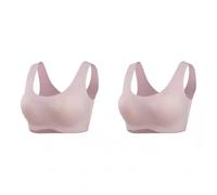 2 Pack Women's Buttery Soft Silk Vest Bras Wireless Seamless T-shirt Bra Full Coverage Smooth Silky Bralette Tops(Bean paste+Bean paste,XXL)
