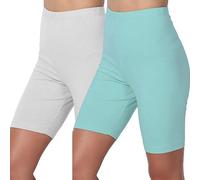 2 Pack Women's High Waisted Anti Chafing Shorts - Tummy Control, Buttery Soft Yoga, Running, Gym, Workout, Under Dress, Comfy Chub Rub Shorts - A08Blue