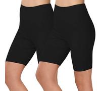 2 Pack Women's High Waisted Anti Chafing Tummy Control Yoga Shorts - Buttery Soft Running Gym Workout Athletic Under Dress Comfy Chub Rub Shorts A01Black