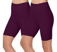 2 Pack Women's High Waisted Anti Chafing Tummy Control Yoga Shorts - Buttery Soft Running Gym Workout Athletic Under Dress Comfy Chub Rub Shorts A02Purple