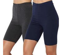 2 Pack Women's High Waisted Anti Chafing Yoga Shorts - Tummy Control, Buttery Soft, Running, Gym, Workout, Under Dress, Comfy Chub Rub Shorts - A05Navy