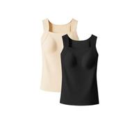 2 Pack Womens Rosyday Tank Top with Bra Built in Bra Vest Tops Seamless | Built In Bra Vest Tops Women Seamless Nylon Cami With Tummy Control Round Neck For Layering Rosyday Tank Top With Bra
