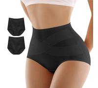 2 Pack Women's Shapewear Tummy Control Knickers Shorts Seamless High Waisted Butt Lifter Spandex Shape Wear Full Brief for women (UK, Alpha, M, Regular, Regular, C-2 Pack Black)