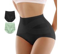 2 Pack Women's Shapewear Tummy Control Knickers Shorts Seamless High Waisted Butt Lifter Spandex Shape Wear Full Brief for women (UK, Alpha, M, Regular, Regular, G-Black&Green)