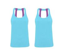 2 Pack Womens Sports Vests Ladies Gym Fitness Running Yoga Double Strap Back Top