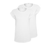2 Pack Womens T Shirts Lightweight Round Neck Extended Shoulders Turn Up Sleeves
