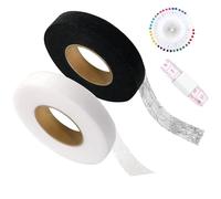 2 Pack Wonder Web Hemming Tape, 60 Meters Iron On Hemming Tape, 2cm Wide | Fabric Fusing Tape, Invisible Mending Tape for Trousers with Tape Measure, Strong Fusible Fabric Tape for Clothes Curtains