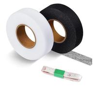 2 Pack Wonder Web Hemming Tape, 62 Meters Iron On Hemming Tape with Tape Measure, 2cm Wide - Invisible Mending Hemming Tape for Curtains, Fabric, and Clothes, White & Black each 70 Yards