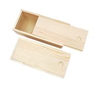 2 Pack Wood Box with Sliding Lid Unfinished Wood Storage Box Blank Natural Wood Box Case Container for Gift Jewelry Box, DIY Art Craft, Hobbies, Home Storage, Wedding Party, 8 x 3.5 x 2.4 Inches